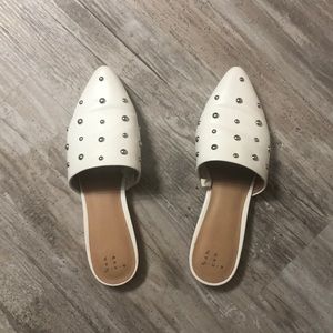 White studded mules